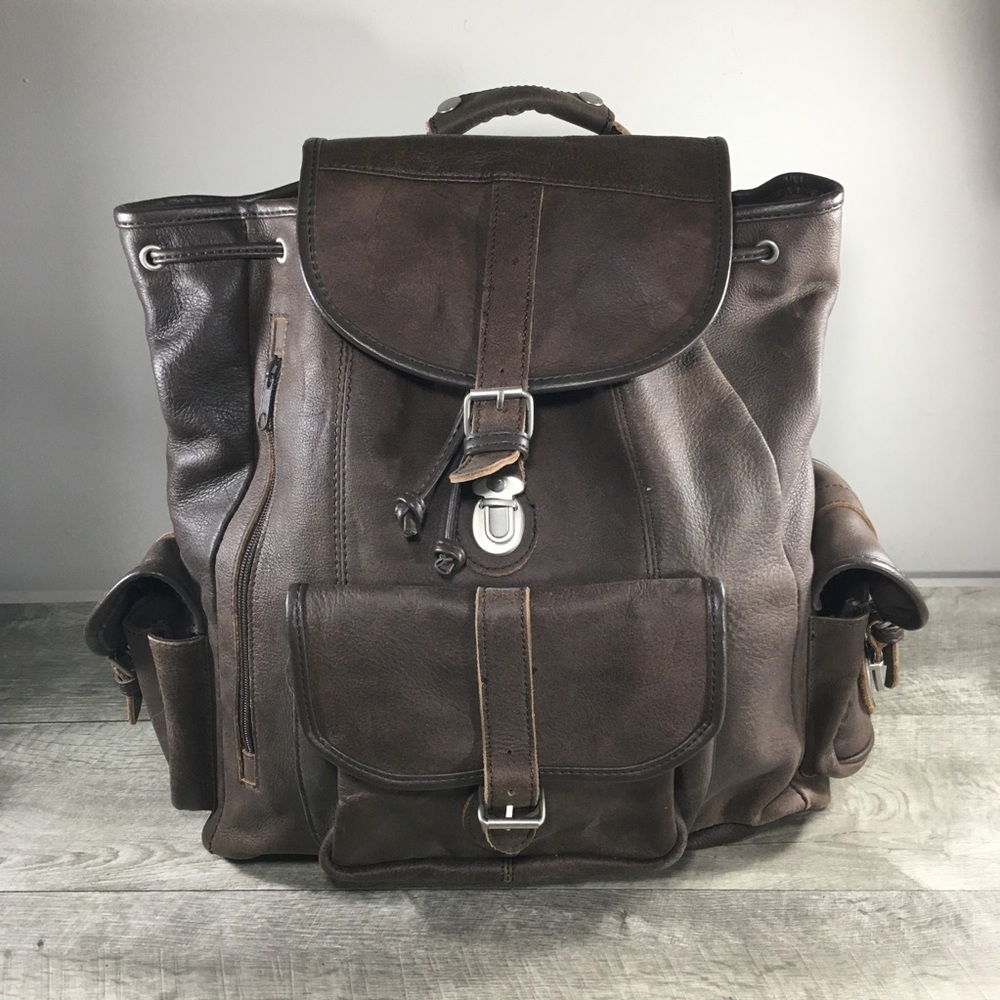 Classic Brown Leather Men's Backpack